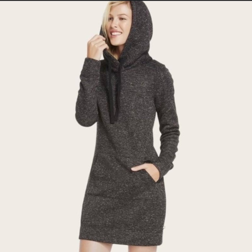 Fabletics Yukon sweatshirt hooded athletic dress in space dye charcoal size S